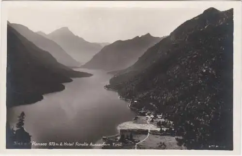 [Ansichtskarte] Blick auf Plansee 973m & Hotel Forelle Ausserfern. Tirol. 