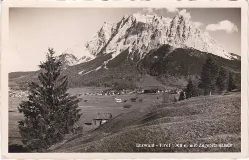 [Ansichtskarte] Ehrwald - Tirol 1000 m mit Zugspitzmassiv - 1954. 