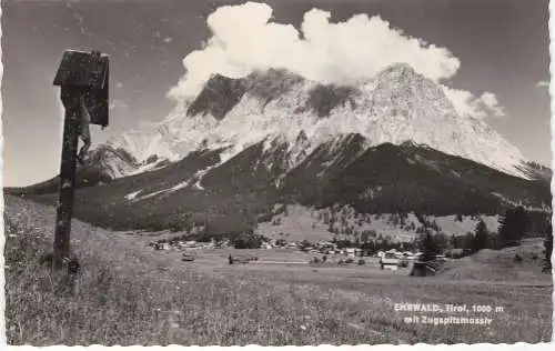 [Ansichtskarte] Ehrwald, Tirol, 1000 m mit Zugspitzmassiv. 