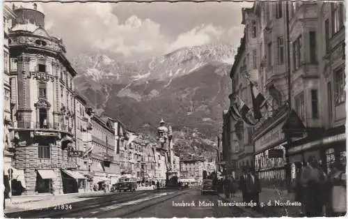 [Ansichtskarte] Innsbruck Maria Theresienstrasse g.d. Nordkette - 1954. 