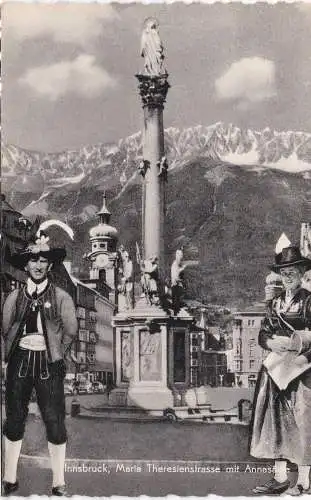 [Ansichtskarte] Innsbruck, Maria Theresienstrasse mit Annasäule  - 1954. 
