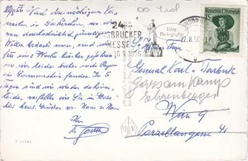 [Ansichtskarte] Innsbruck mit Nordkette (Tirol) - 1956. 