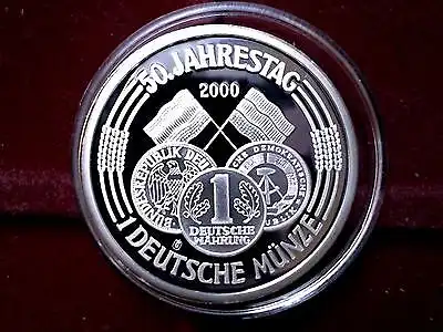 Medaille 50. Jahrestag 1 Deutsche Währung Münze 1950-2000 Ø 35 mm in PP