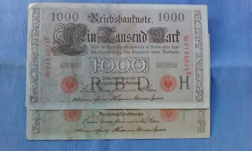 A Reichsbanknote über 1000 Mark von 1910 -- Unterdruck dunkelgrau -- Ros. 45 d ?