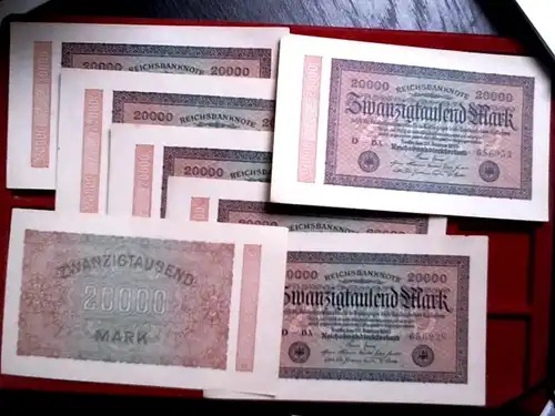 - 3 Top Banknoten Inflation : 3 x 20.000 Mark/Reichmark von 1923, kassenfrisch