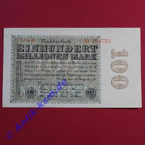 Ros 106 S , Reichsbanknote über 100 Millionen von 1923 , kfr - sehr selten