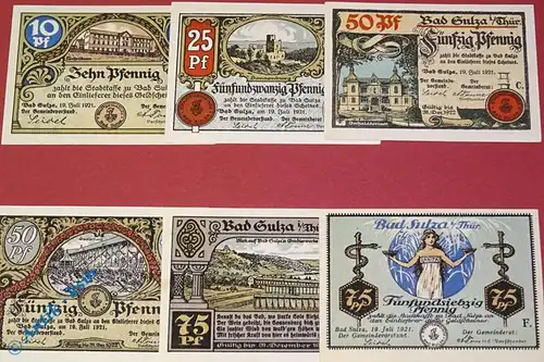 6 x Notgeld Bad Sulza , german emergency money , M/G 1304.1  in kfr/unc