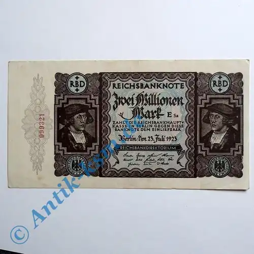 Reichsbanknote über 2 Millionen Mark vom 23.07.1923 , fast kassenfrisch / unc