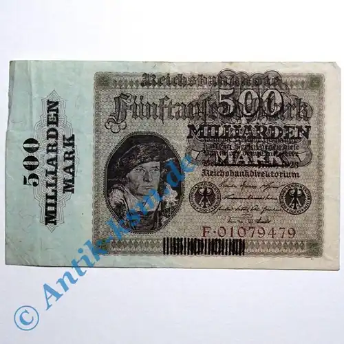 Ros 121 A , Banknote 500 Milliarden Mark Überdruck 1923 Reichsdruck , seltener