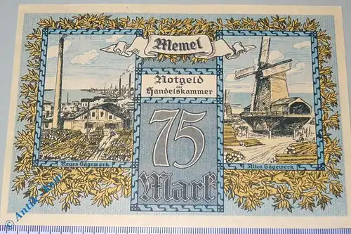 Notgeld der Handelskammer Memel , 75 Mark, Rosenberg MEM-8 , Kleipeda , kfr/unc
