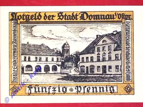 Notgeld Domnau , 50 Pfennig , verschl. Kreise , Mehl Grabowski 280.2 , kfr./unc