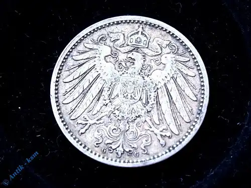 TOP-Silbermünze Kaiserreich : 1 Reichsmark von 1896 G in Silber - sehr selten