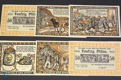 6 x Top Notgeld Ruhla, Sachsen-Weimar-Eisenach, M/G 1153.2 ,  kfr/unc