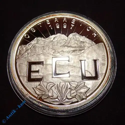 Feinsilber 999 Münze , Medaille , ECU , Declarationof Accession to the EU 1997