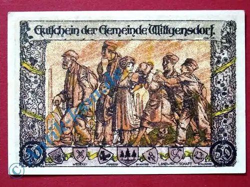 Selten : Notgeld Wittgensdorf , Fehlfarben , 50 Pfennig Arbeiterfamilie - selten