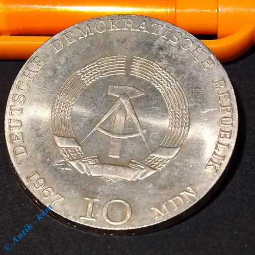 10 Mark Münze DDR Käthe Kollwitz von 1967 : 10 Mark in Silber, vz- stgl ?