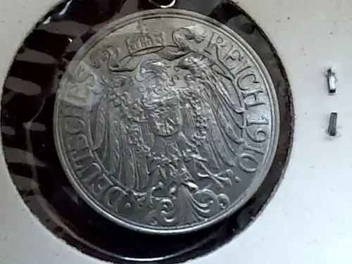Top Münze Kaiserreich : 25 Pfennig / Reichspfennig von 1910 J -- selten --