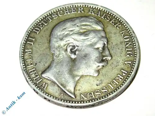Münze aus dem Kaiserreich : Silbermünze , 3 Mark von 1911 , Preussen , Silber