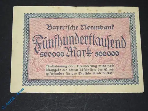 1 x Bayerische Banknote über  500.000  Mark , München den 18. August 1923