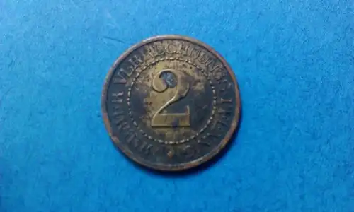 A   Münze Bremen - Messing ohne Jahr 2 Verrechnungs-Pfennig - sehr selten