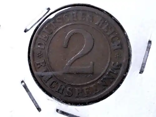 Top Münze Weimarer Republik : 2 Pfennig von 1925 G -- sehr selten --