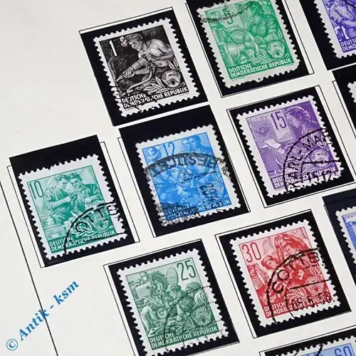 20 Briefmarken DDR 1953 Mi.-Nr. ? , 1 Pfennig bis 2,00 Mark , siehe Detailbilder