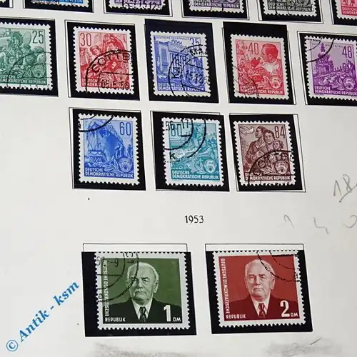 20 Briefmarken DDR 1953 Mi.-Nr. ? , 1 Pfennig bis 2,00 Mark , siehe Detailbilder
