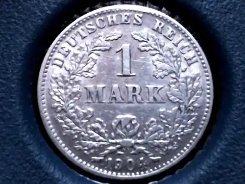 A TOP-Silbermünze Kaiserreich : 1 Reichsmark von 1904 J  in Silber - Erhaltung -