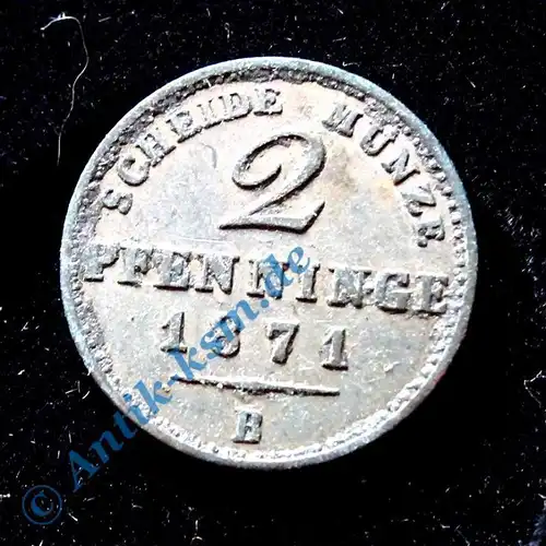 2 Pfennig 1871 B  Preussen - Wilhelm I 1861 - 1888 Tolle Erhaltung