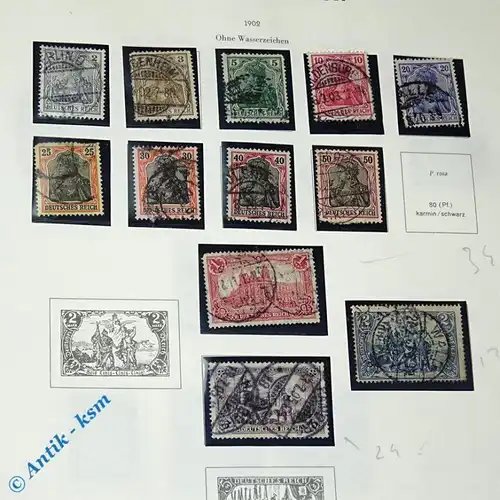 12 Briefmarken von 1902 Mi.-Nr. ? , 2 Pfennig bis 2 Mark , siehe Detailbilde