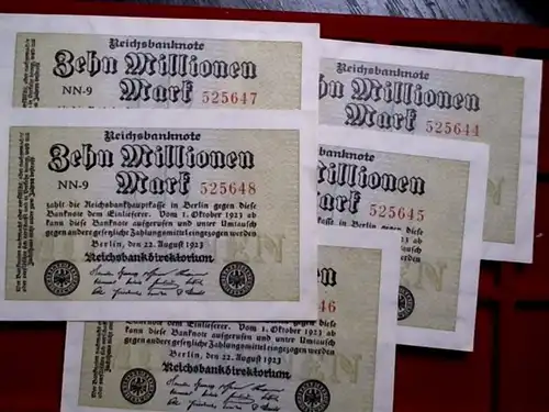 - Lot Inflation deutsches Reich : 5 x 10 Millionen Mark von 1923 - fortlaufend -