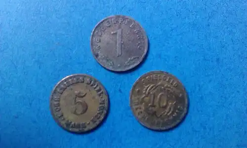 A 3 x Spielgeld Rechenmünzen : Kaiserreich, Weimarer Republik + 3. Reich -- RAR