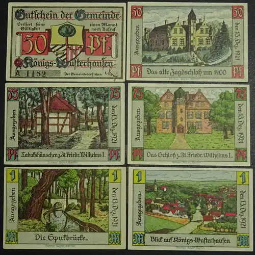 A  6 x Top Notgeld Königs - Wusterhausen, 6 Scheine komplett,  kfr/unc