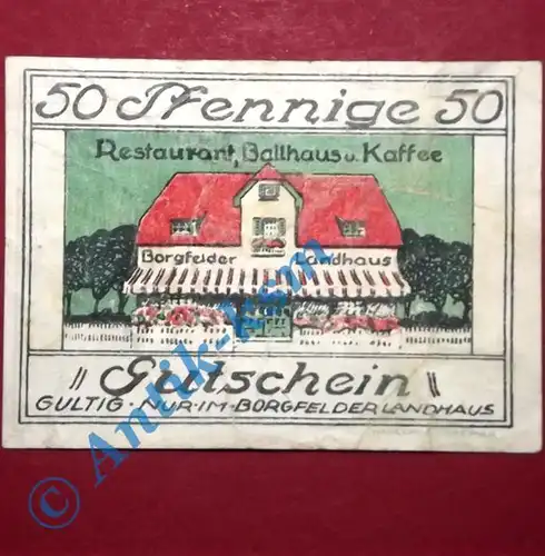 Seltener Notgeld Bremen Borgfelder Landhaus , german emergency money , M/G 161.1
