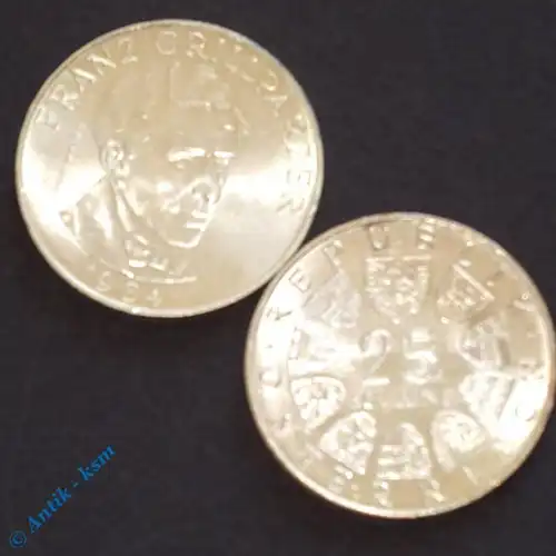 2 x Silbermünze Österreich , Hochschule Wien und Grillparzer , tolle Erhaltung
