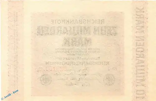 Reichsbanknote 10 Milliarden Mark , Rosenberg DEU-136 d , Banknote vom 01.10.1923 , Inflation