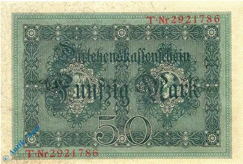 Darlehnskassenschein , 50 Mark Banknote kfr , DEU-56 b , Rosenberg 50 , P 49 , vom 05.08.1914 , Kaiserreich