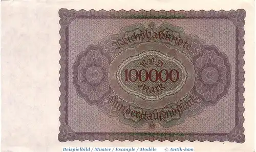 Reichsbanknote , 100.000 Mark Schein , l-gbr. DEU-93.a , Ros.82, P.83 , vom 01.02.1923 , Nachkriegszeit und Inflation