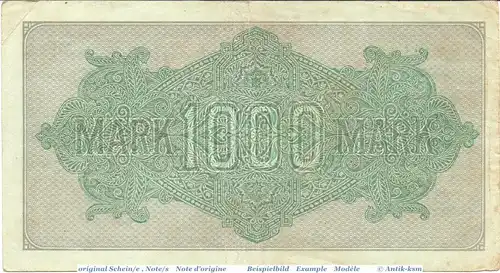 Reichsbanknote , 1.000 Mark Schein Ohne Kennummer , DEU-86 , Ros.75 , P.76 , vom 15.09.1922 , Nachkriegszeit und Inflation