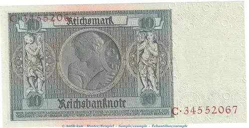 Reichsbanknote , 10 Mark Schein -E 1- in f-kfr. DEU-183.a, Ros.173, P.180 , vom 22.01.1929 , Weimarer Republik - Reichsbank