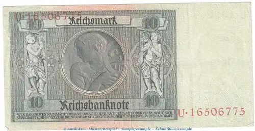 Reichsbanknote , 10 Mark Schein -F 2- in gbr. DEU-183.a, Ros.173, P.180 , vom 22.01.1929 , Weimarer Republik - Reichsbank