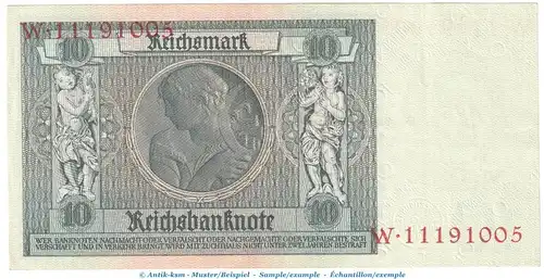 Reichsbanknote , 10 Mark Schein -S 2- in kfr. DEU-183.a, Ros.173, P.180 , vom 22.01.1929 , Weimarer Republik - Reichsbank