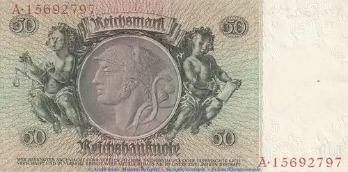 Reichsbanknote , 50 Mark Schein -K- in kfr. DEU-210.b, Ros.175, P.182 , vom 30.03.1933 , deutsches Reich - Reichsbank