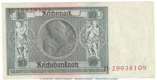 Reichsbanknote , 10 Mark Schein -K- L-gbr. DEU-183.b, Ros.173, P.180 Weimarer Republik 1929 Reichsbank