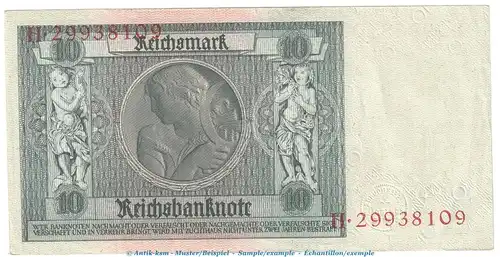 Reichsbanknote , 10 Mark Schein - K - in f-kfr. DEU-183.b, Ros.173, P.180 , vom 22.01.1929 , Weimarer Republik - Reichsbank