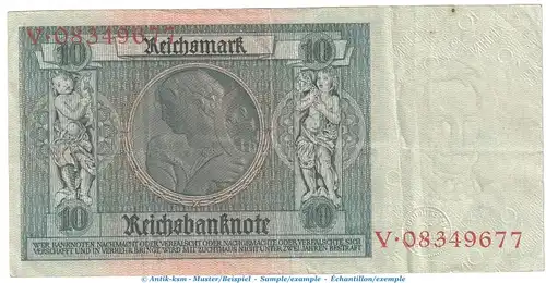 Reichsbanknote , 10 Mark Schein -R 2- in gbr. DEU-183.a, Ros.173, P.180 , vom 22.01.1929 , Weimarer Republik - Reichsbank