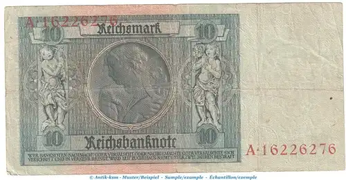 Reichsbanknote , 10 Mark Schein -R 1- in gbr. DEU-183.a, Ros.173, P.180 , vom 22.01.1929 , Weimarer Republik - Reichsbank