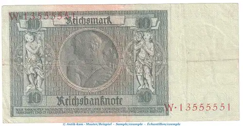 Reichsbanknote , 10 Mark Schein -S 2- in gbr. DEU-183.a, Ros.173, P.180 , vom 22.01.1929 , Weimarer Republik - Reichsbank