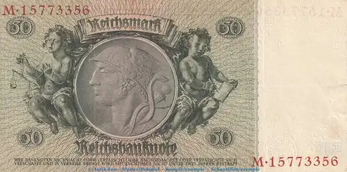 Reichsbanknote , 50 Mark Schein -C2- in gbr. DEU-210.b, Ros.175, P.182 , vom 30.03.1933 , deutsches Reich - Reichsbank