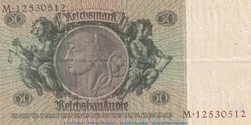 Reichsbanknote , 50 Mark -C2- KN braun in gbr. DEU-210.b, Ros.175, P.182 , vom 30.03.1933 , deutsches Reich - Reichsbank